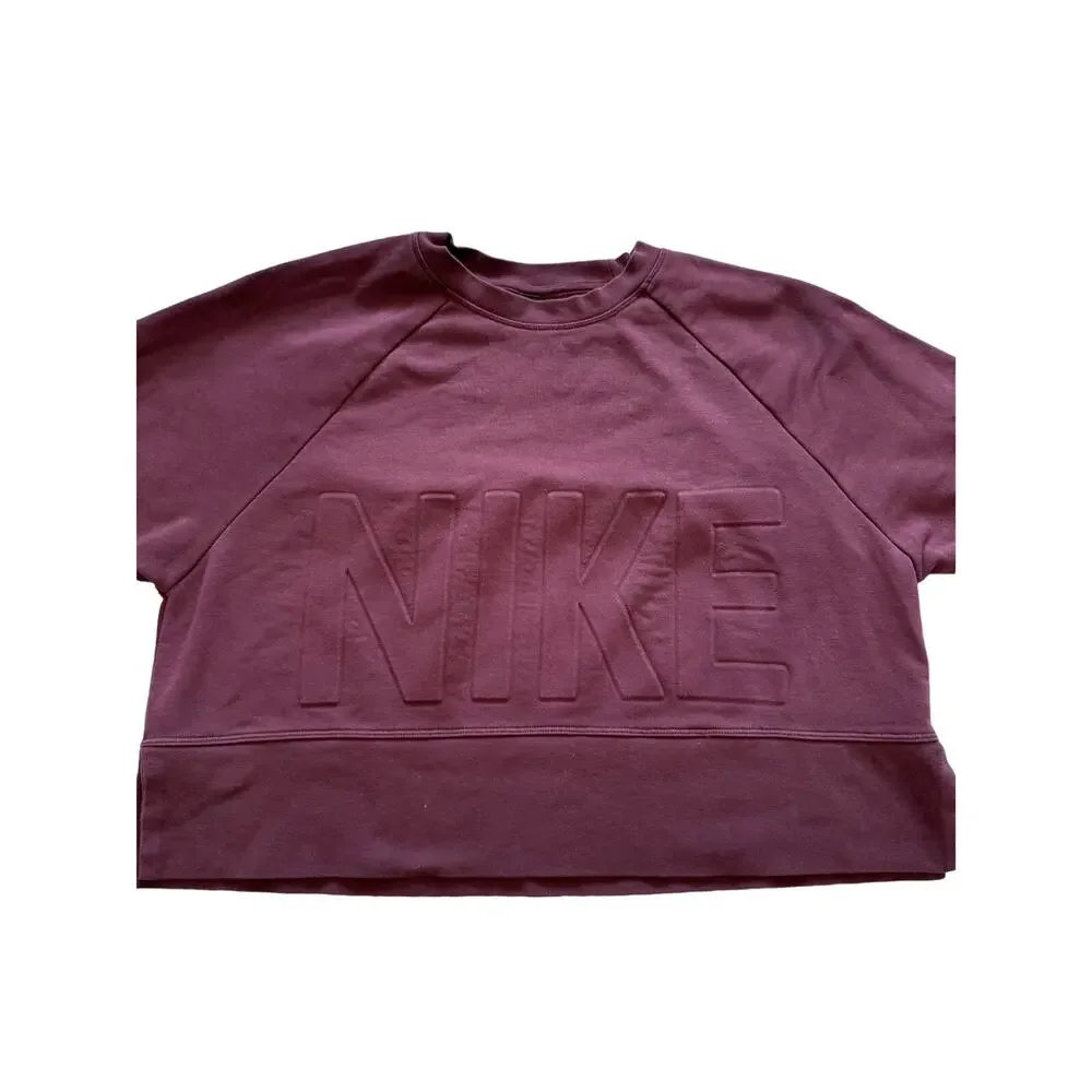 Nike DRI-Fit Top Versa Crew Sweatshirt‎ Raglan Long Sleeves Maroon Womens Size M